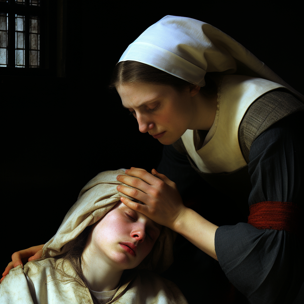 Bl. Odilia Baumgarten caring for a sick woman