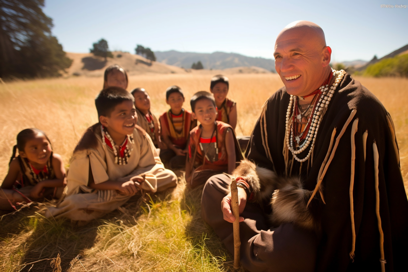 St. Junipero Serra with a group of Native American children