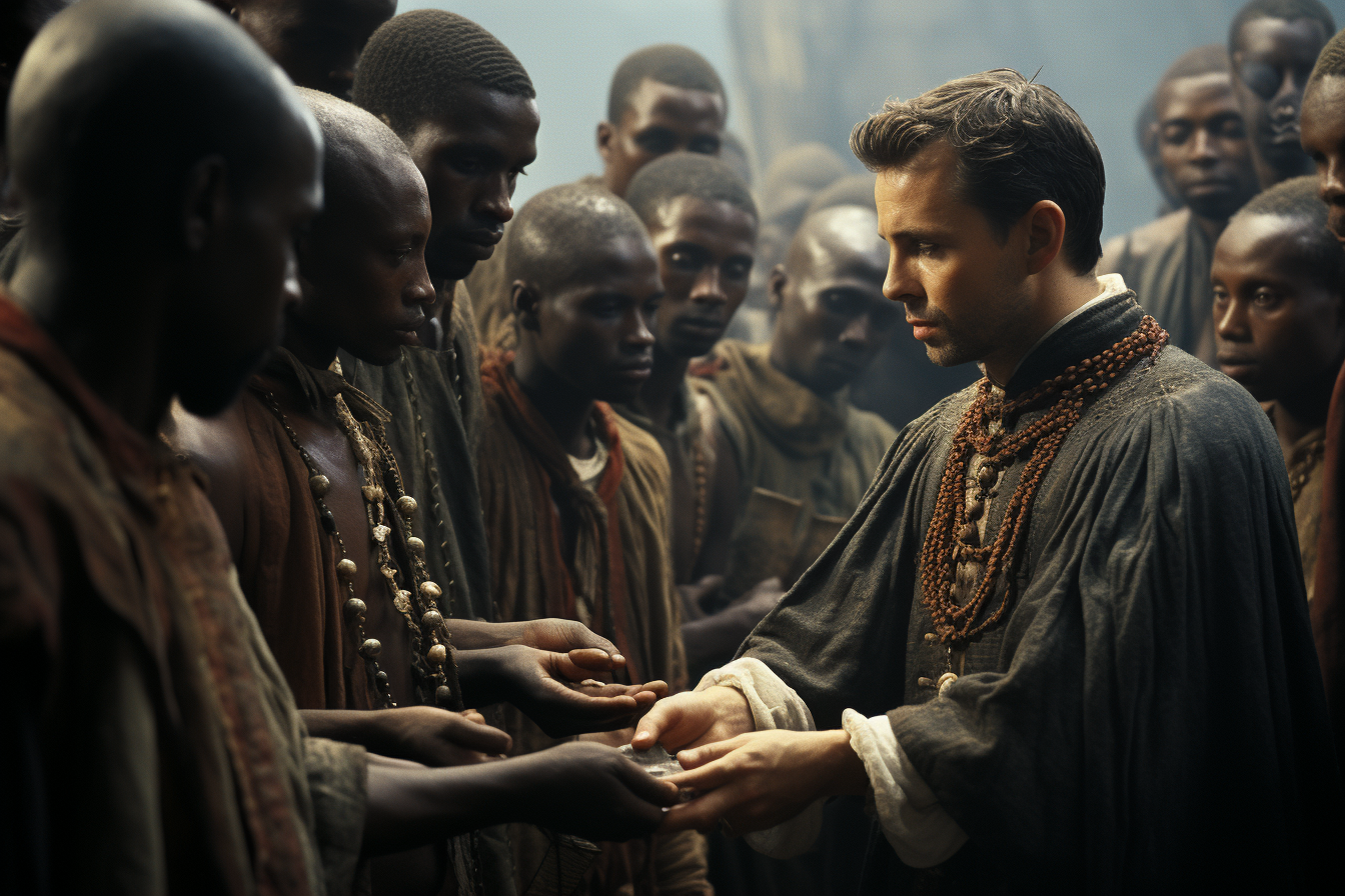 St. Peter Claver comforting a group of slaves